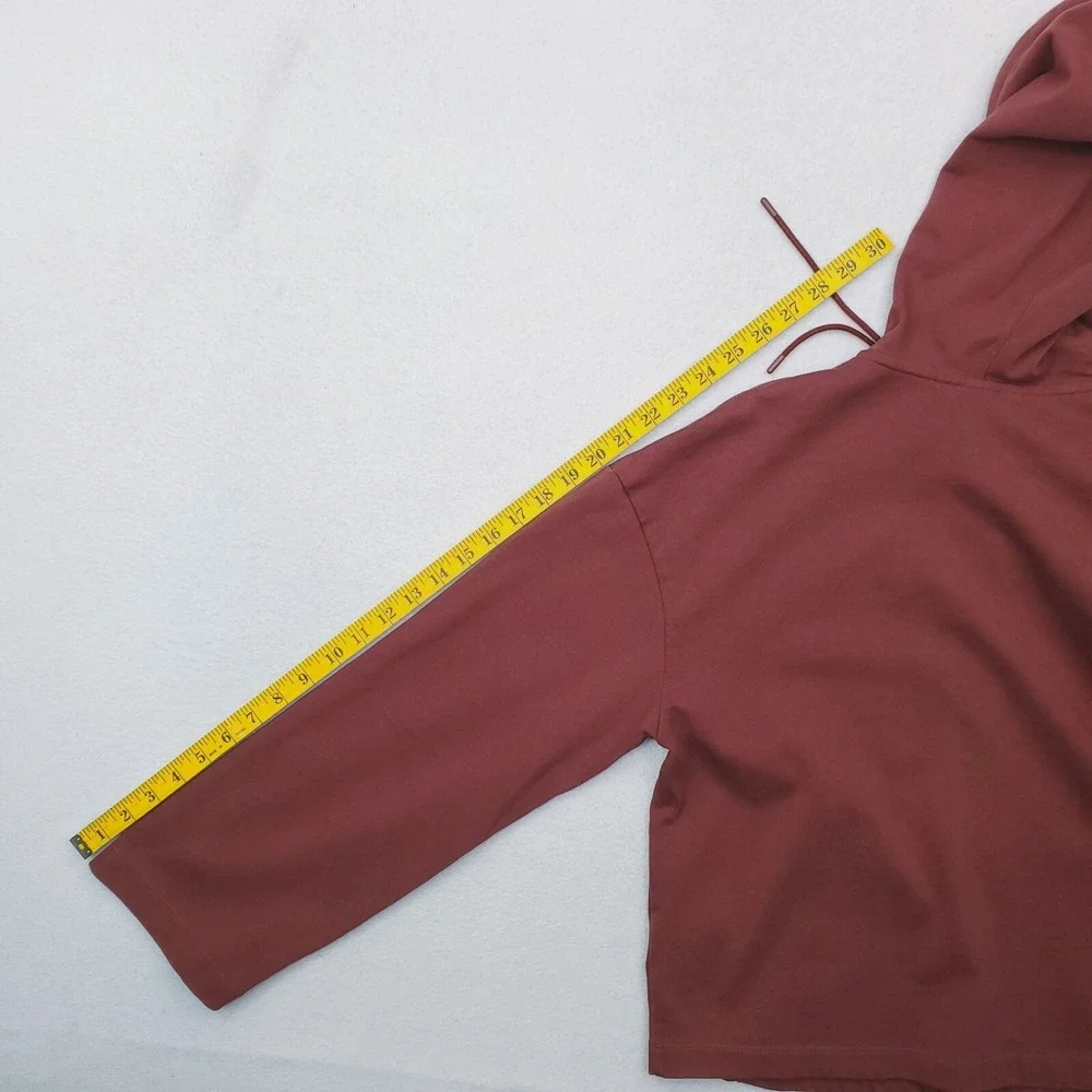 Nike Hoodie Womens Small Maroon Full Zip Sweatshirt Cropped Oversized Athleisure